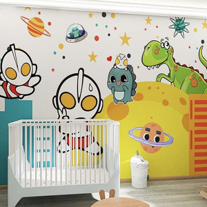 Cartoon 3d  anime Ultraman wallpaper children's room theme wall cloth boy bedroom background wall cloth