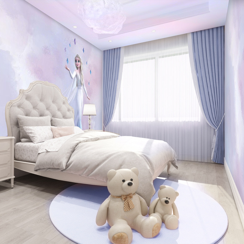 Children's room girl bedroom decoration 3d 6d 18d cartoon wall covering bedroom living room wall fabric