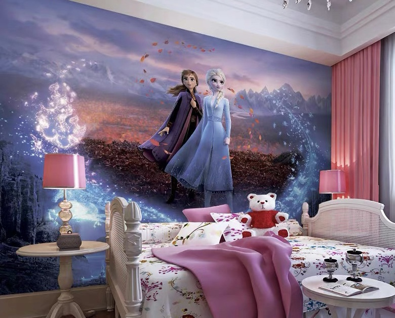 Princess wall background 3D children's room wallpaper girls cartoon wall decoration mural seamless wall  cloth