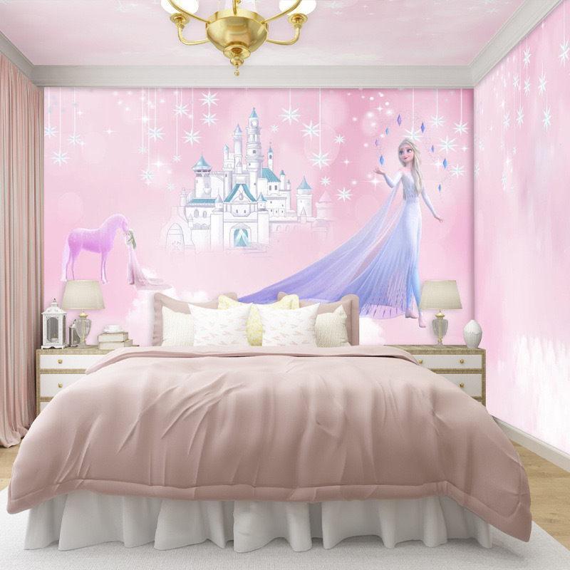 Children's room girl bedroom decoration 3d 6d 18d cartoon wall covering bedroom living room wall fabric