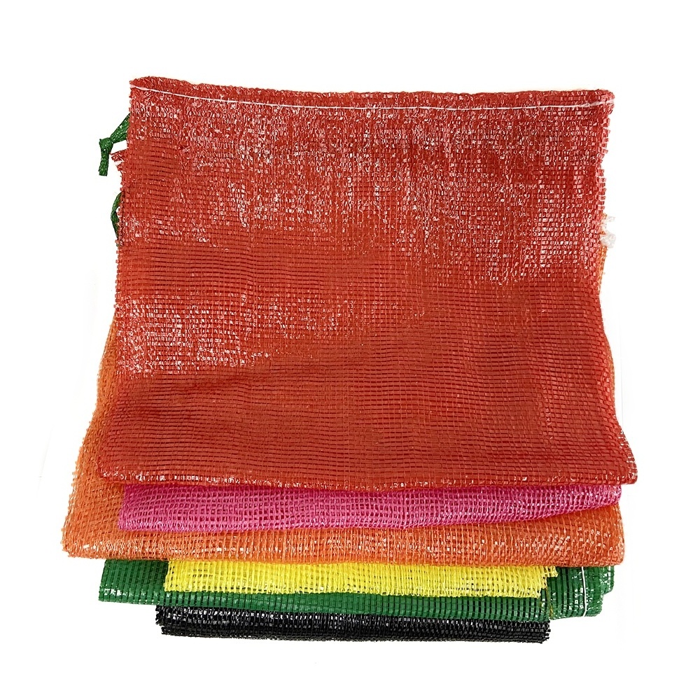 PP Recycled Customized 50x80cm Potato Firewood Red Leno Onion Packaging Mesh Bag 25kg 10kg