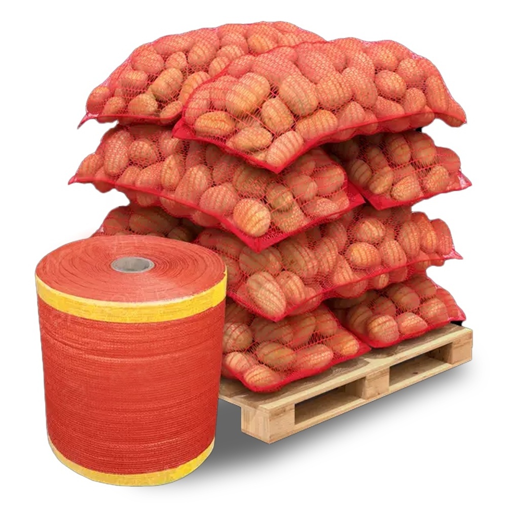 Recycled 50*80cm 25kg 30kg Vegetables Net Sack  PE Raschel Mesh Bag For Potato Onion Packaging