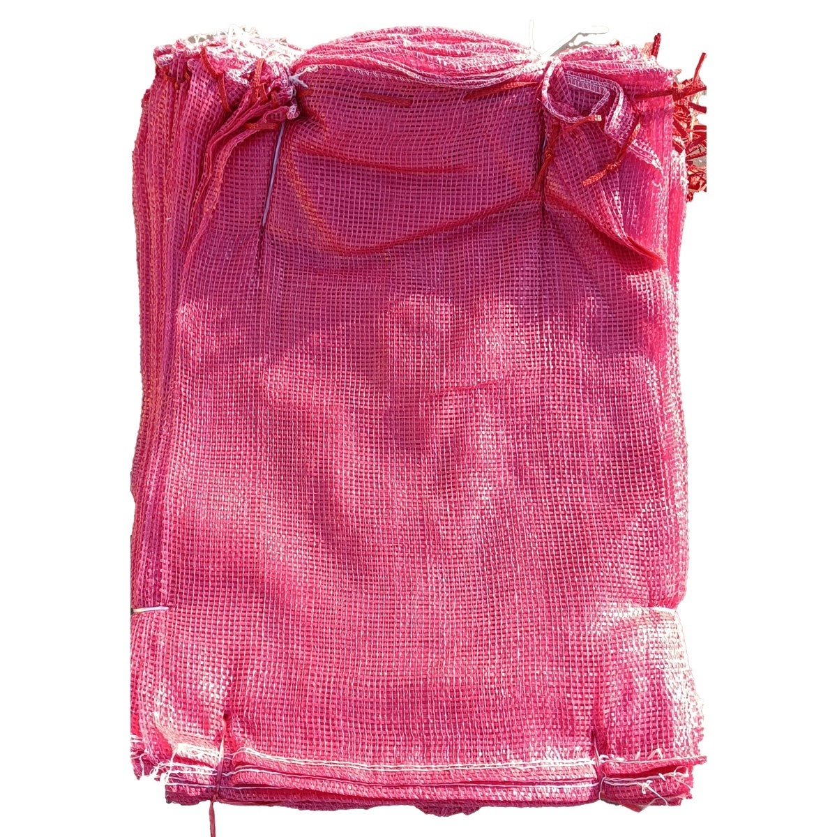 PP Recycled Customized 50x80cm Potato Firewood Red Leno Onion Packaging Mesh Bag 25kg 10kg