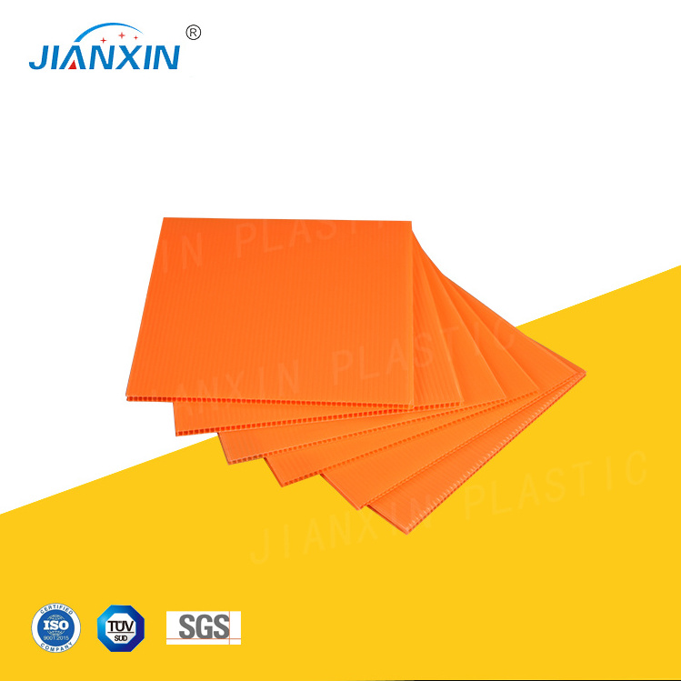 2mm orange plastic corrugated correx pp sheet polypropylene material 4x8 corflute board hollow corrug danpla panel manufacturer