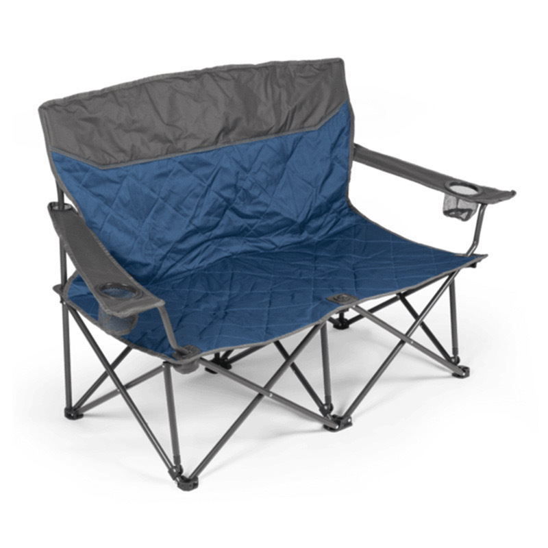 Double 2 Person Camping Chair Loveseat Heavy Duty Camp Chair Padded Folding Beach Leisure Chair