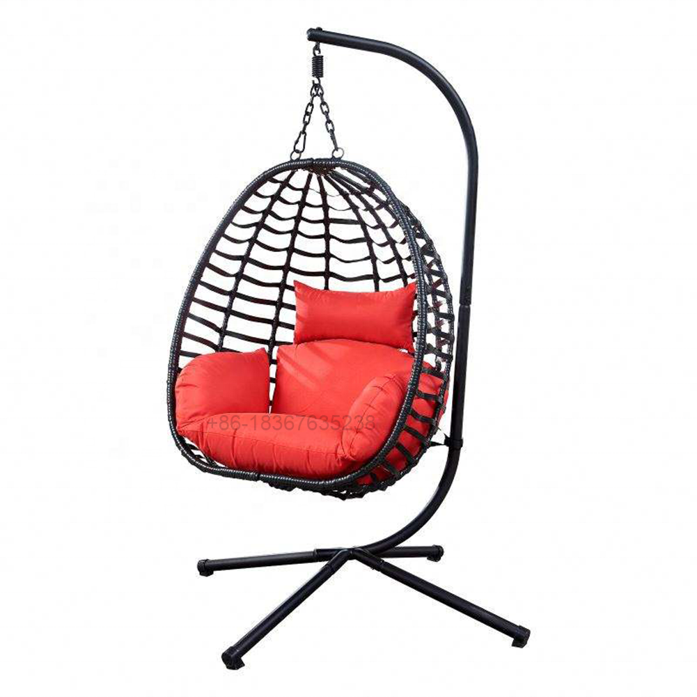 HIGH QUALITY GARDEN OUTDOOR PE RATTAN FURNITURE IRON FRAME DURABLE HANGING EGG CHAIR