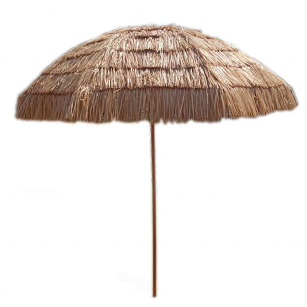 natural color patio palm beach umbrella plastic hawaii  tiki inclinable thatch outdoor straw umbrella