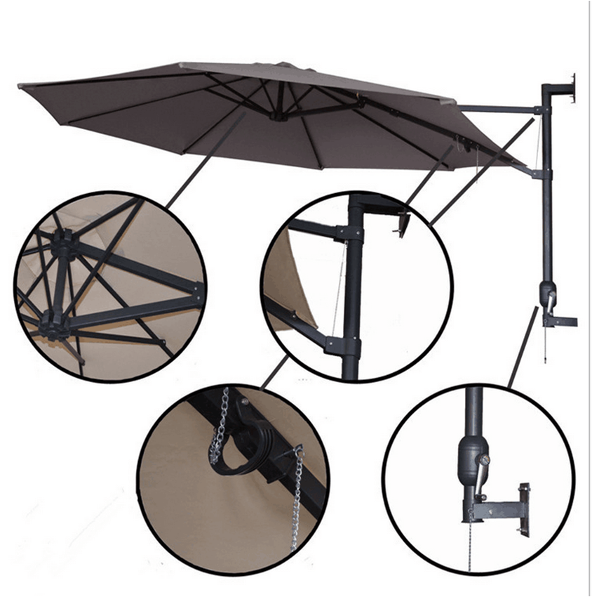 New Function Garden Umbrella Outdoor Patio Umbrella Adjustable Wall Mounted Windproof Umbrellas For Balcony