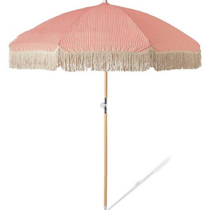 New design outdoor furniture waterproof   Outdoor Tassel Umbrella Push Button Tilt beach umbrella  parasol