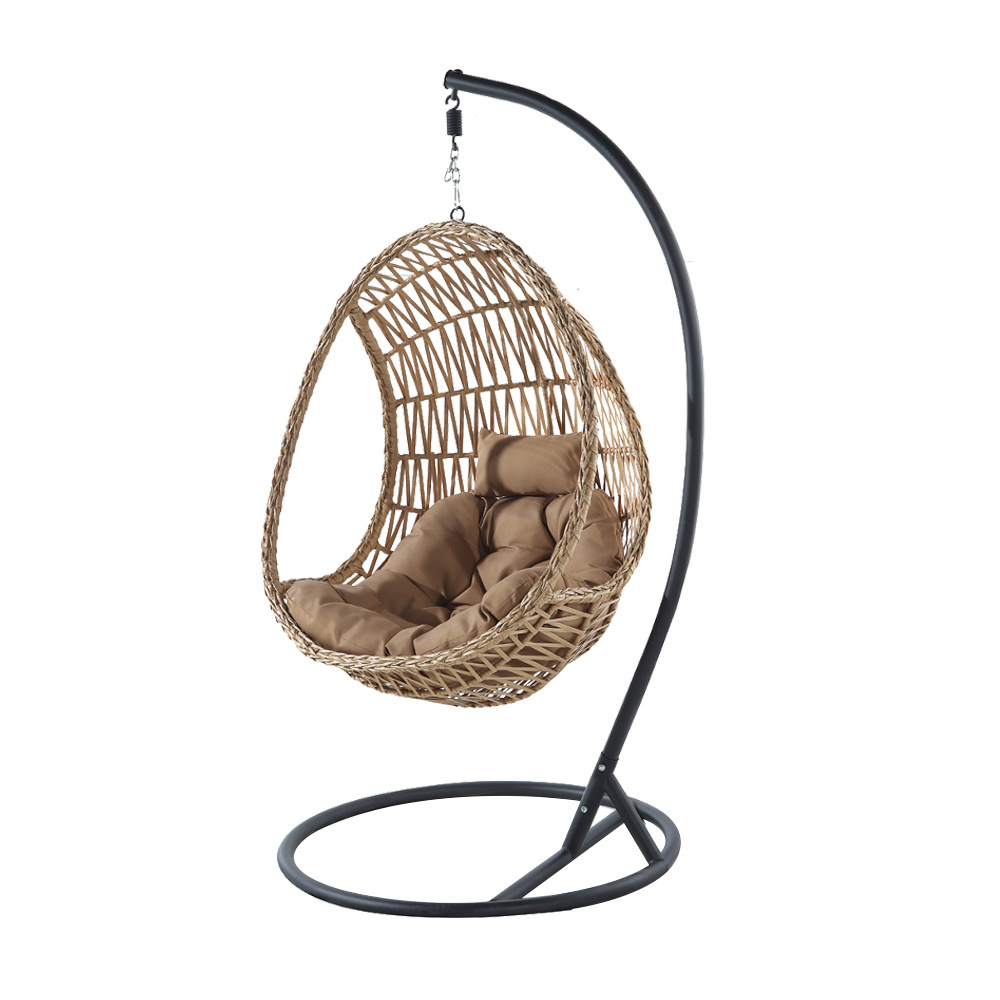 high quality patio PE rattan hanging chair basket egg swing PE wicker porch swing outdoor hanging chair with stand