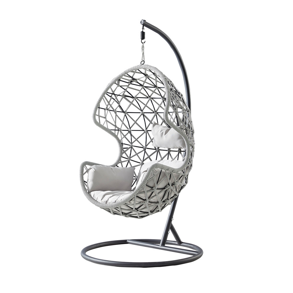 high quality patio PE rattan hanging chair basket egg swing PE wicker porch swing outdoor hanging chair with stand