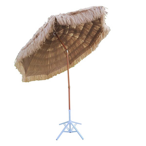 Beach Umbrella With Tilting Windproof 8 Ribs Straw Umbrella Umbrella Straw Parasol