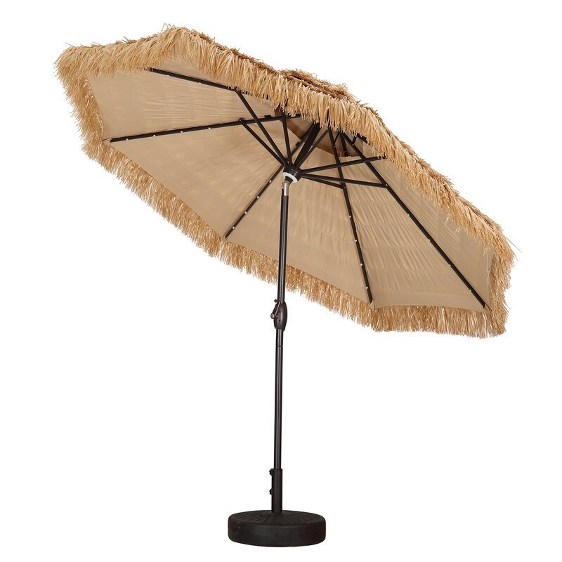 Beach Umbrella With Tilting Windproof 8 Ribs Straw Umbrella Umbrella Straw Parasol