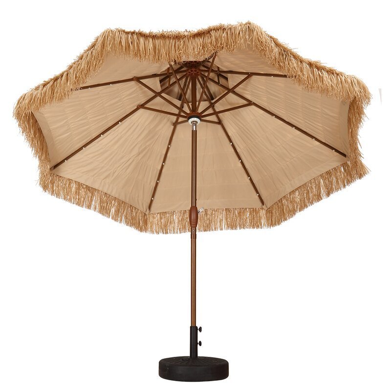 Beach Umbrella With Tilting Windproof 8 Ribs Straw Umbrella Umbrella Straw Parasol