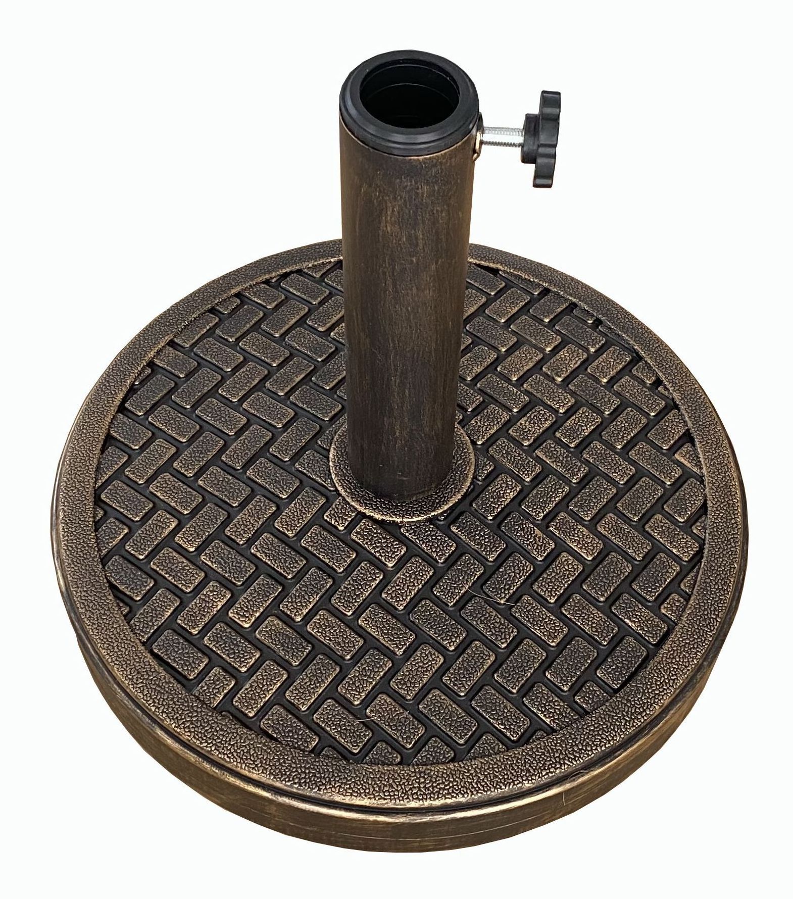 Heavy Duty 12kg Umbrella Stand Round Floral Design Bronze Finish Cast Iron Garden Parasol Base