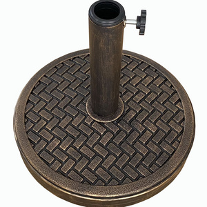 Heavy Duty 12kg Umbrella Stand Round Floral Design Bronze Finish Cast Iron Garden Parasol Base