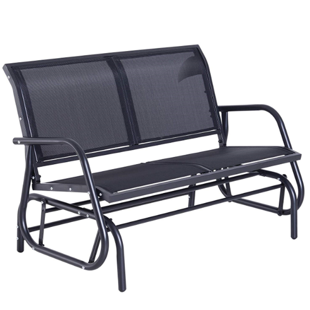 2-Person Outdoor Rocking Glider Bench Patio Double Swing Rocking Chair Loveseat w/Power Coated Steel Frame for Backyard Garden