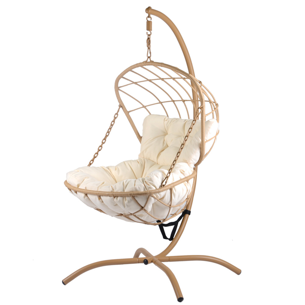 KD double seat hanging chair patio PE rattan loveseat hanging basket PE wicker swing chair outdoor garden set