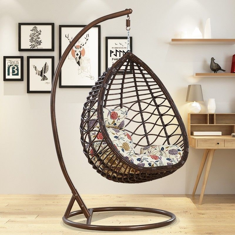 Wicker woven balcony hanging chair lazy adult family cradle chair indoor hanging single double person hanging basket Bird's nest