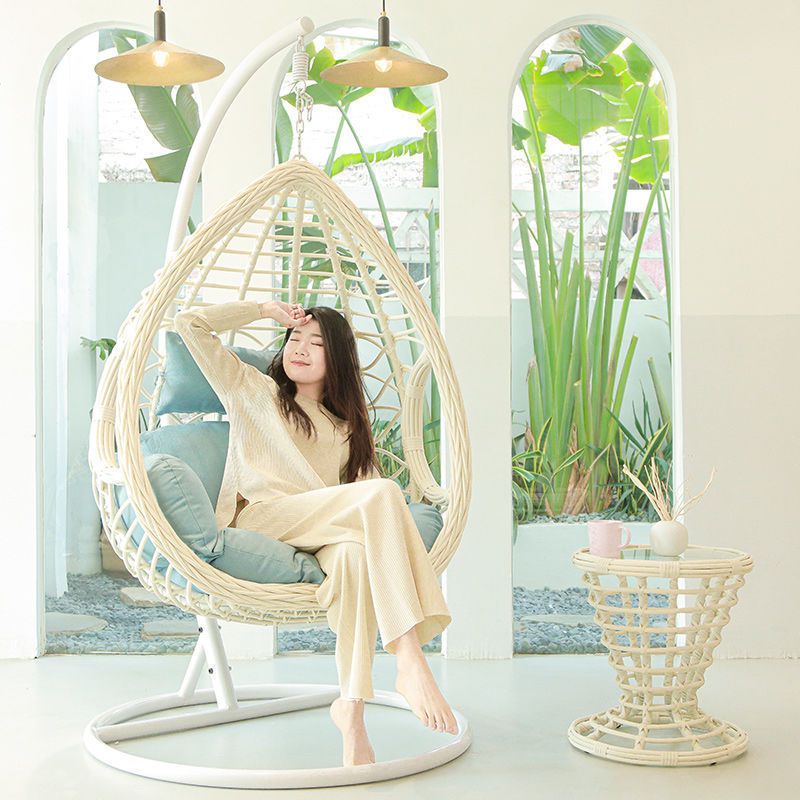 Wicker woven balcony hanging chair lazy adult family cradle chair indoor hanging single double person hanging basket Bird's nest