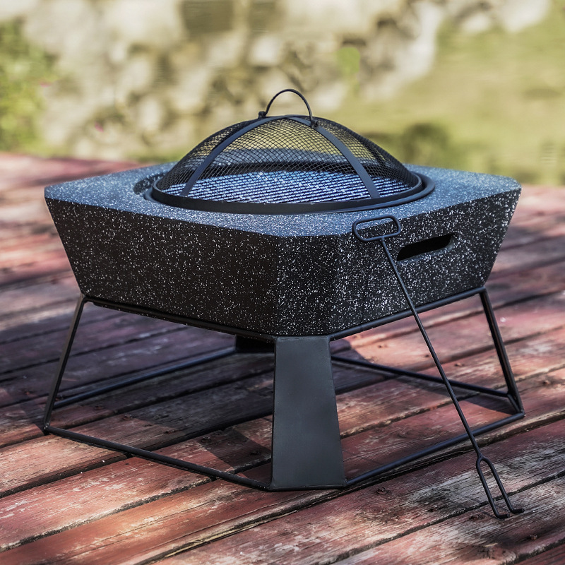 Square Table Top Fire Pit Bowl  Outdoor Grill Smokeless Fire Pits  Barbeque Grill  Small Fire Pit