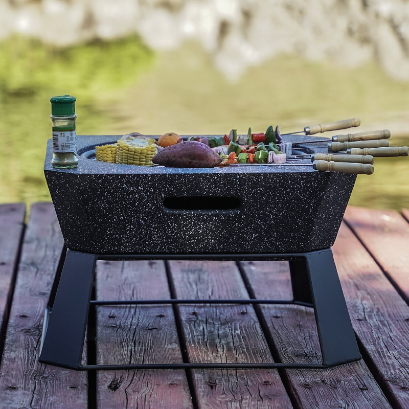 Square Table Top Fire Pit Bowl  Outdoor Grill Smokeless Fire Pits  Barbeque Grill  Small Fire Pit