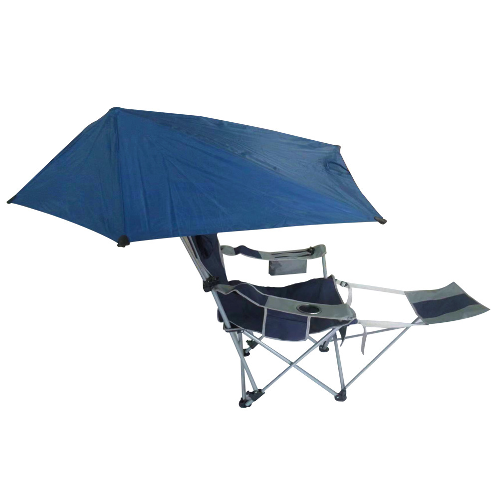 Traveling Foldable  Beach Chair Sun Shade Cup Holder Leisure Beach Umbrella Portable Folding Camping Chairs With Footrest