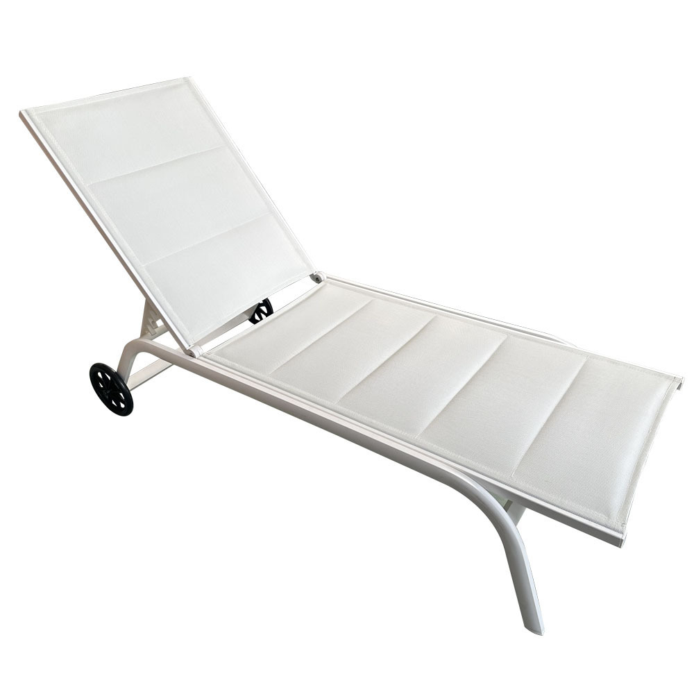 high quality outdoor aluminium chaise lounge outdoor lounge chair pool lounge chair hot sales sun lounger chair with wheels