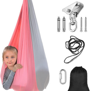 Children's Double Layer Two Colors Sensory Therapy Swing Elastic Hanging Hammock Sensory Swing For Kids Nylon Polyester