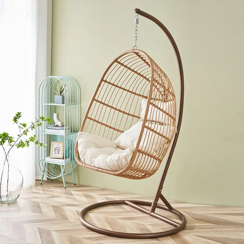 rattan hanging chair balcony furniture outdoor patio egg chair with Waterproof Seat Cushion garden hanging chair