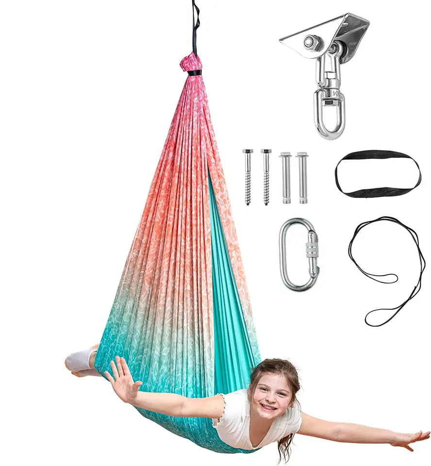 Outdoor Indoor Yoga fitness hammock Kids Pod Swing Seat Hanging Child Hammock Chair Inflatable Pillow Sensory Therapy Swing