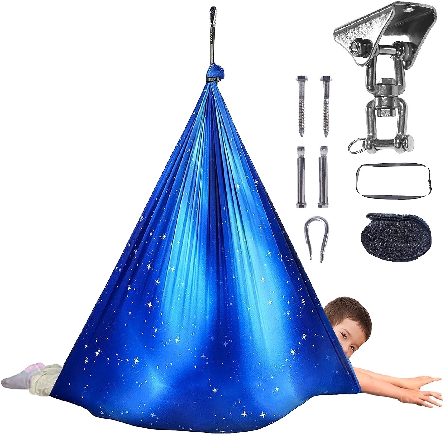 Amazon Sensory Therapy Swing For Kids Indoor 360 Swivel Hanger Hardware Double-Layer Hammock To Play