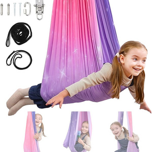 Amazon Sensory Therapy Swing For Kids Indoor 360 Swivel Hanger Hardware Double-Layer hanging Hammock outdoor To Play