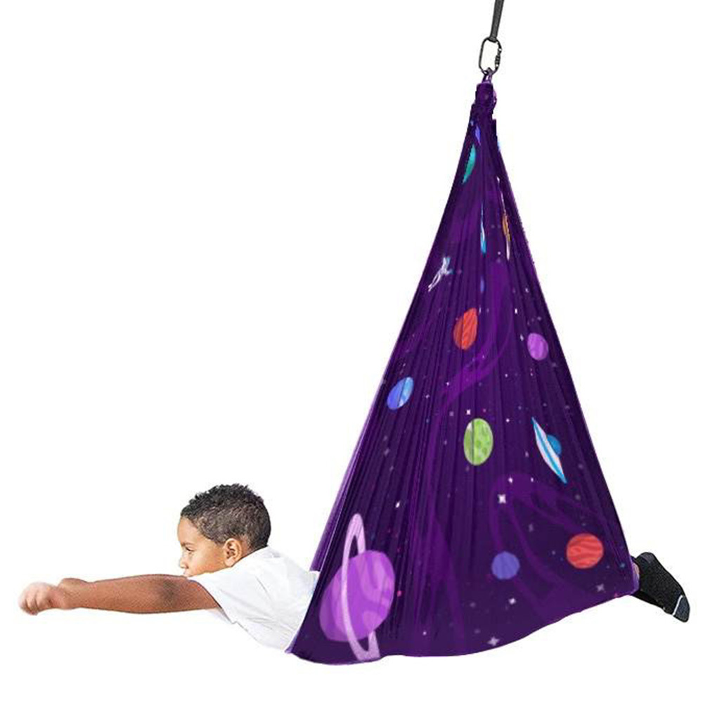 amazon hot best seller children sensory therapy swing for kids elastic hanging hammock indoor nylon single double layers outdoor