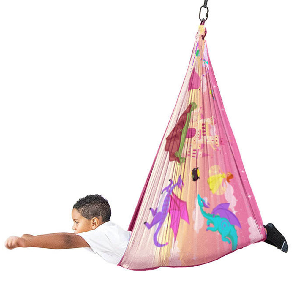 amazon hot best seller children sensory therapy swing for kids elastic hanging hammock indoor nylon single double layers outdoor