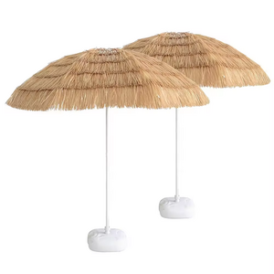 8 Ribs Outdoor Simulation 190T Straw Umbrella Garden Sunshade Foldable Beach Umbrella