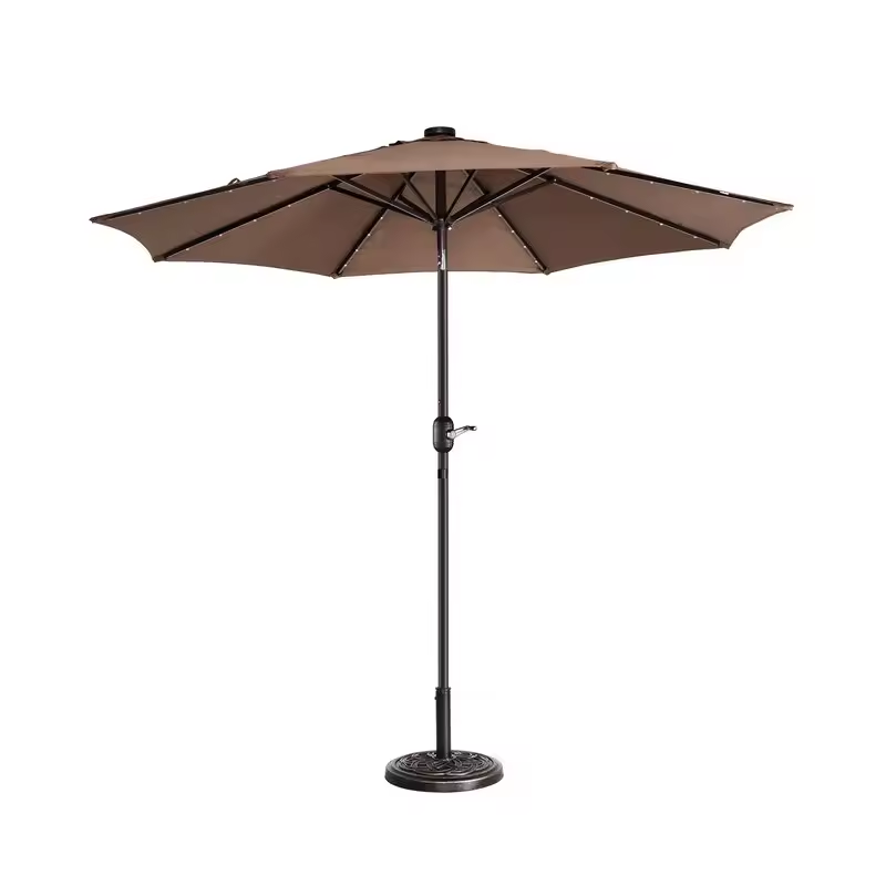 2.7m 3m Outdoor Patio Garden Market Umbrella With Solar LED Lights Outdoor Shades Umbrella Table Umbrella 8 Ribs