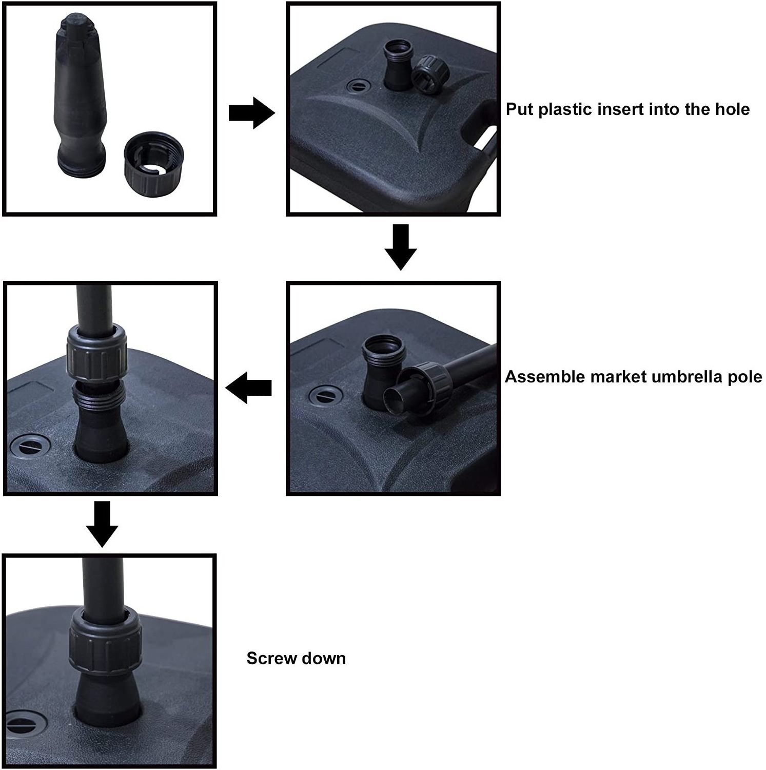 22L High Quality Customized Patio Black PE Umbrella Base Filled With Water Or Sand Umbrella Stand