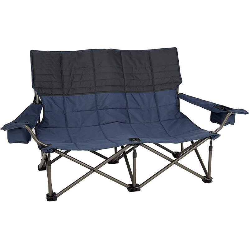 Double 2 Person Camping Chair Loveseat Heavy Duty Camp Chair Padded Folding Beach Leisure Chair