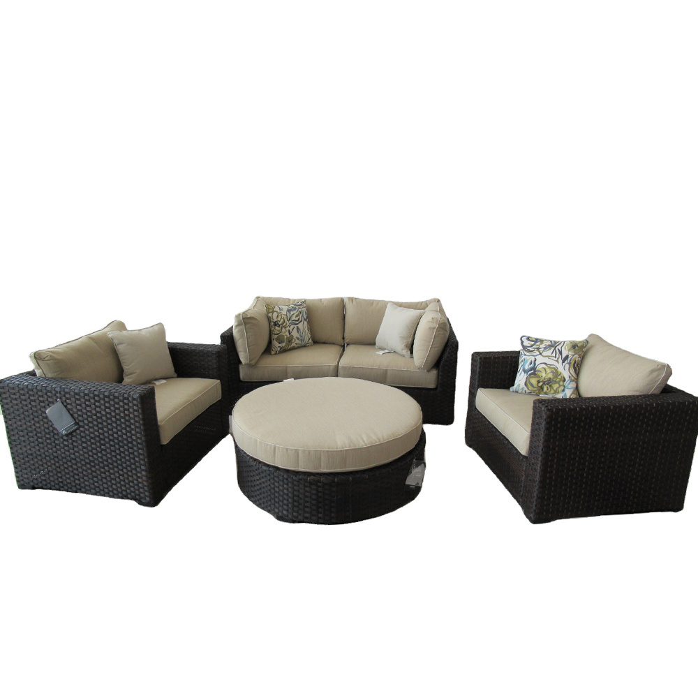 Luxury rattan section set outdoor furniture garden sets patio wicker conversation set chair loveseat and coffee table