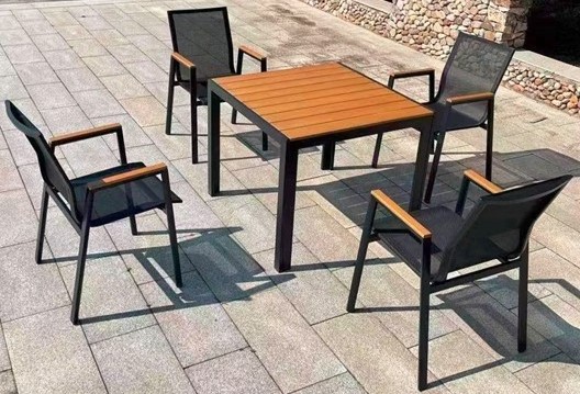 luxury high quality 5 pcs aluminum outdoor garden dinning set garden sets 1 table and 4 chairs KD struciton leisure furniture