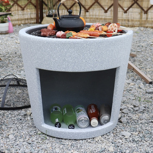 Pretty Patio Garden Fire Pit Fire Stone Effect Magnesia Stand and Steel Fire Bowl MGO Wood Burning Patio Heater