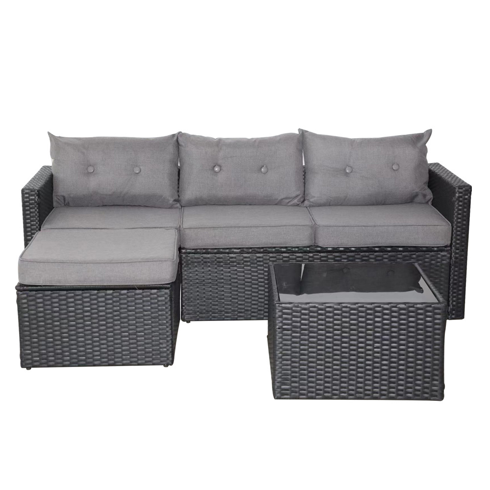 best seller 3 pieces outdoor rattan sofa modular conversation patio rattan set luxury garden furniture wicker sectional sofa