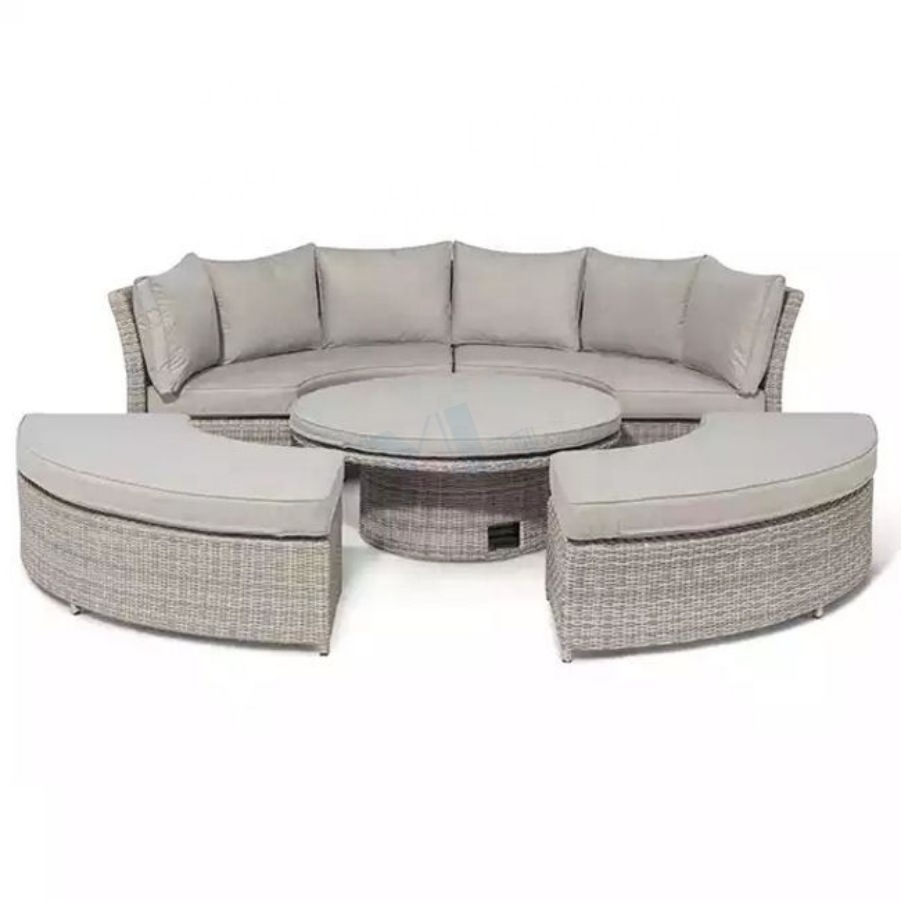 Luxury Garden Outdoor Round Shape PE Wicker Poly Rattan Furniture Occasional Leisure Sectional Sofa Set