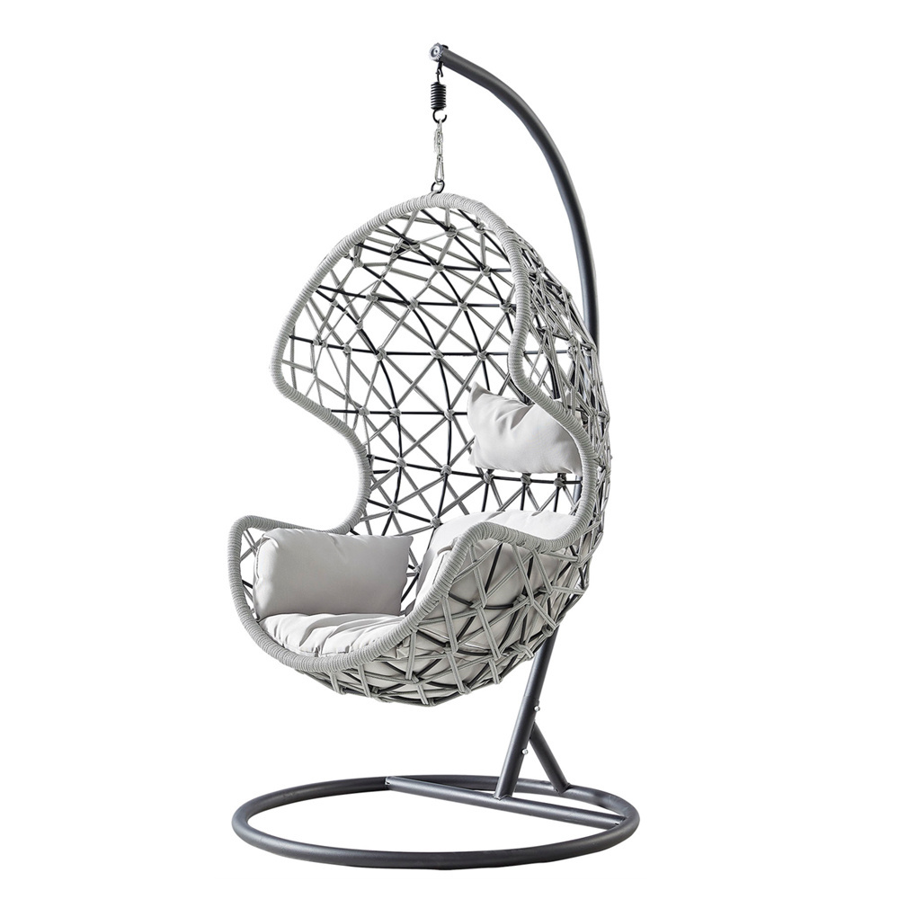 high quality patio PE rattan hanging basket egg chair swing PE wicker hanging swing with stand garden sets outdoor furniture