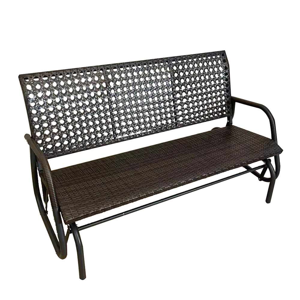 3-Person Outdoor Rocking Glider Bench Patio Swing Rocking Chair w/Power Coated Steel Frame for Backyard Garden