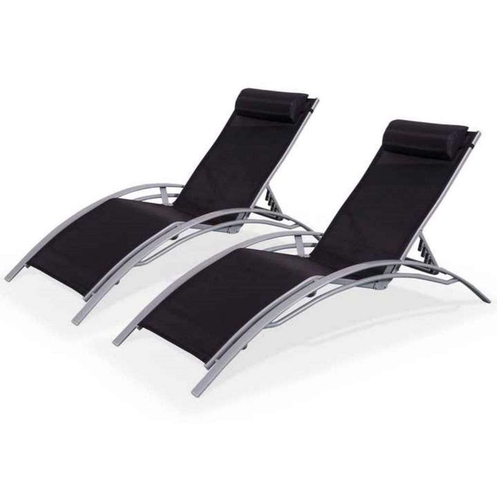 Beach garden furniture patio aluminum textilene curved shape frame folding sun lounge chair lounger