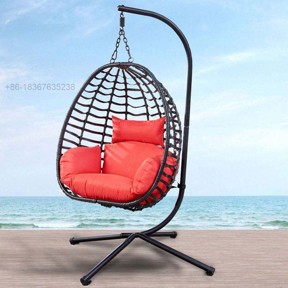 HIGH QUALITY GARDEN OUTDOOR PE RATTAN FURNITURE IRON FRAME DURABLE HANGING EGG CHAIR