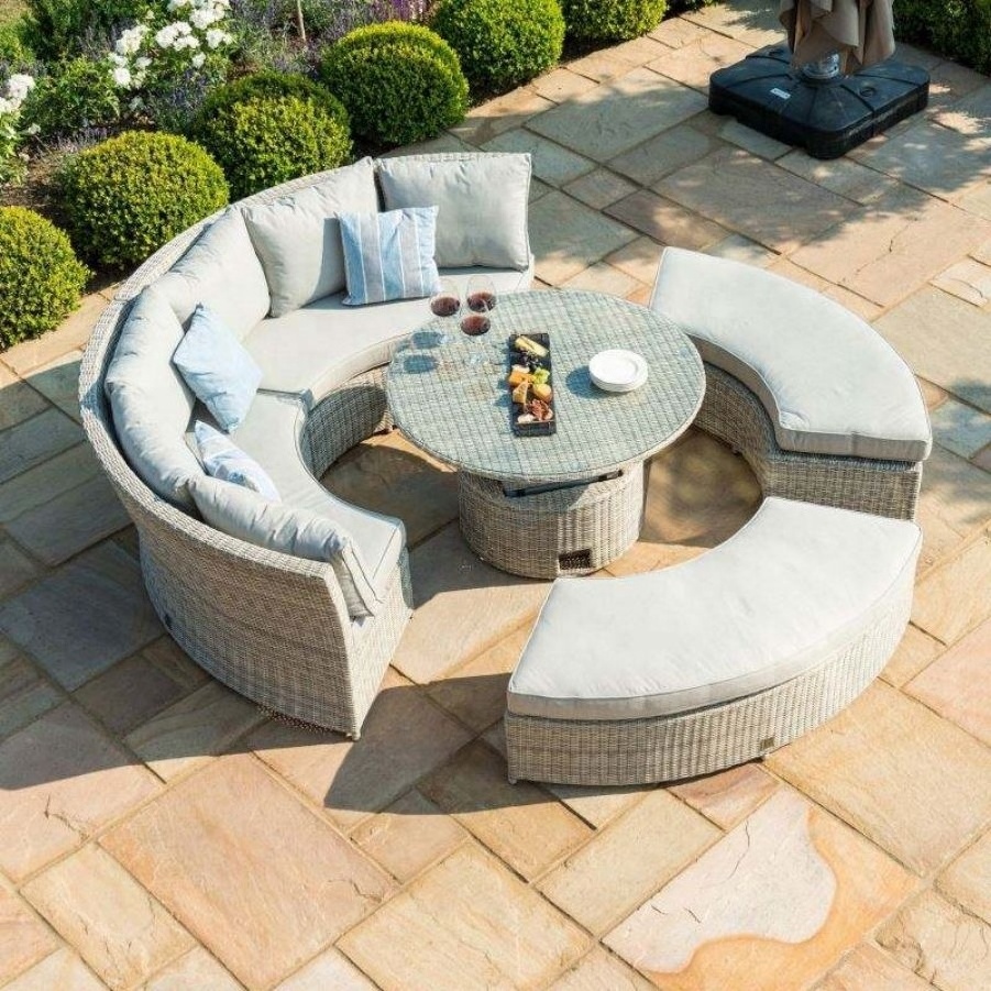 Luxury Garden Outdoor Round Shape PE Wicker Poly Rattan Furniture Occasional Leisure Sectional Sofa Set