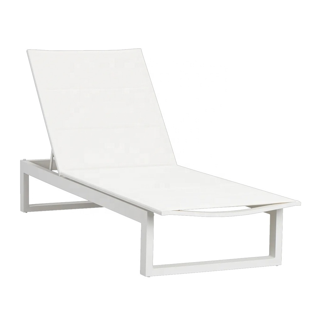 outdoor white folding back textylene mesh aluminum metal casual lounge chair for swimming pool